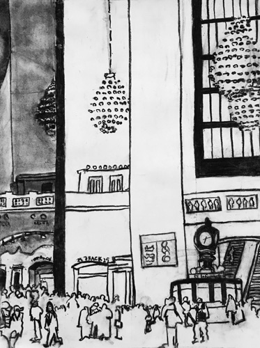 Grand Central Commuters (on loan);
charcoal on paper, 24 x 18" Grand Central Commuters (on loan);
charcoal on paper, 24 x 18"